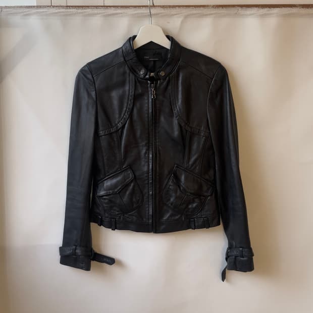 [Vintage] Belted Leather Moto Jacket