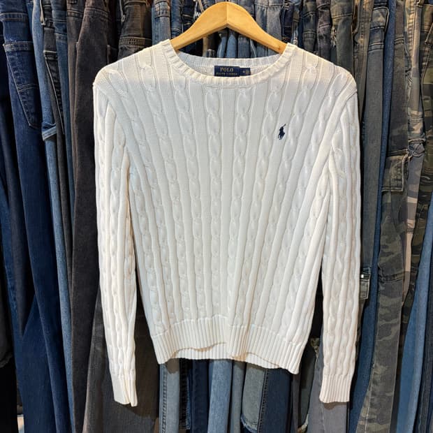 폴로 랄프로렌 화이트 케이블 니트