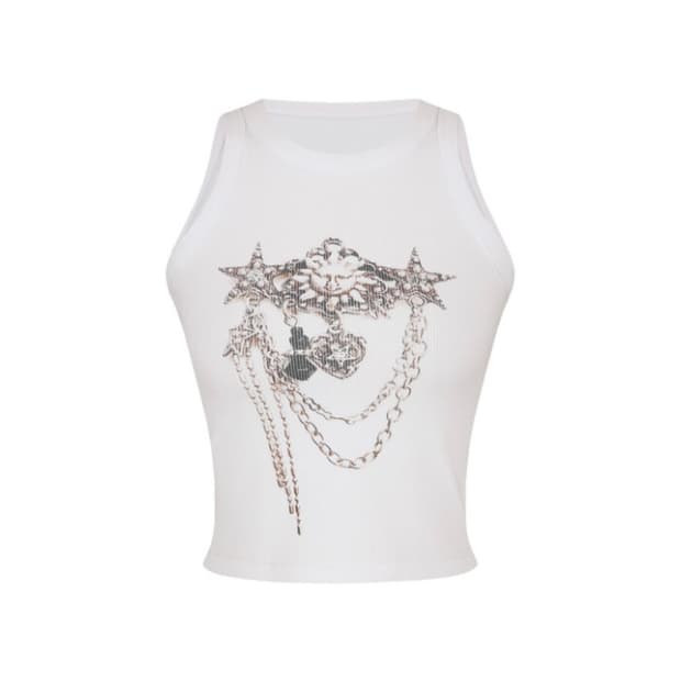 Kashiko Chain Sleeveless 그래픽 슬리브리스