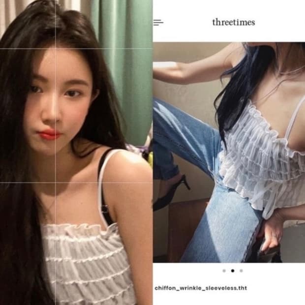 쓰리타임즈 백예린 나시 쉬폰 링클 슬리브리스 화이트