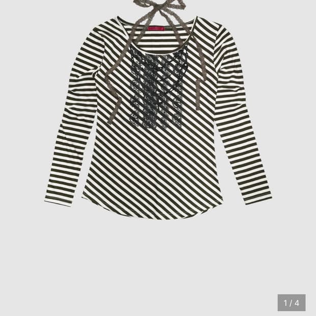 인앤양인하모니 Lace nalter top khaki striped