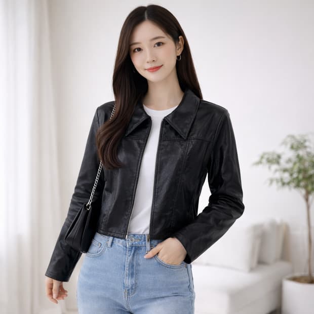 디렉터 레더 집업 자켓 블랙