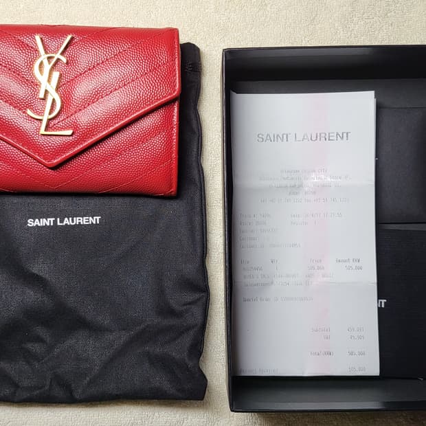 생로랑 마틀라세 반지갑 레드금장