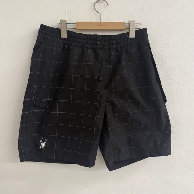 스파이더 심플 로고 체크 하프 팬츠 (XL)