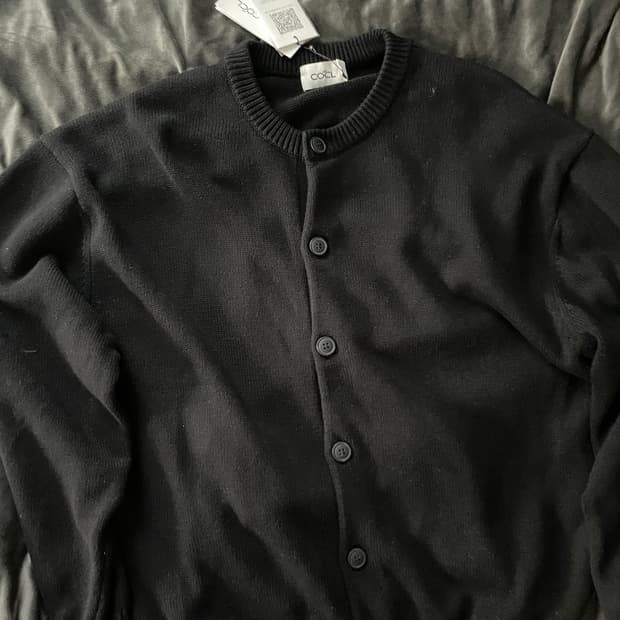 커스텀어클락 소프트 베이직 라운드 가디건 블랙 L 택포 새상품