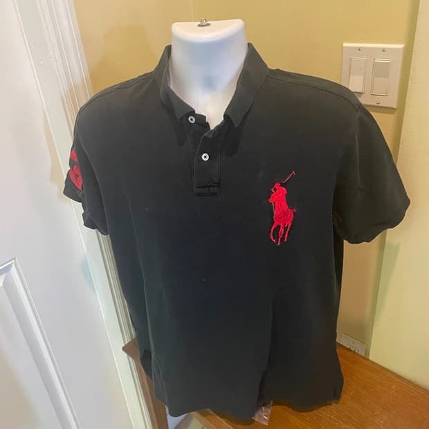 폴로 랄프로렌 빅포니 반팔 카라티 블랙 레드