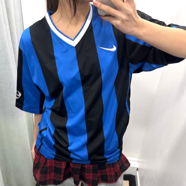 나이키 드라이핏 블루 스트라이프 져지 티셔츠