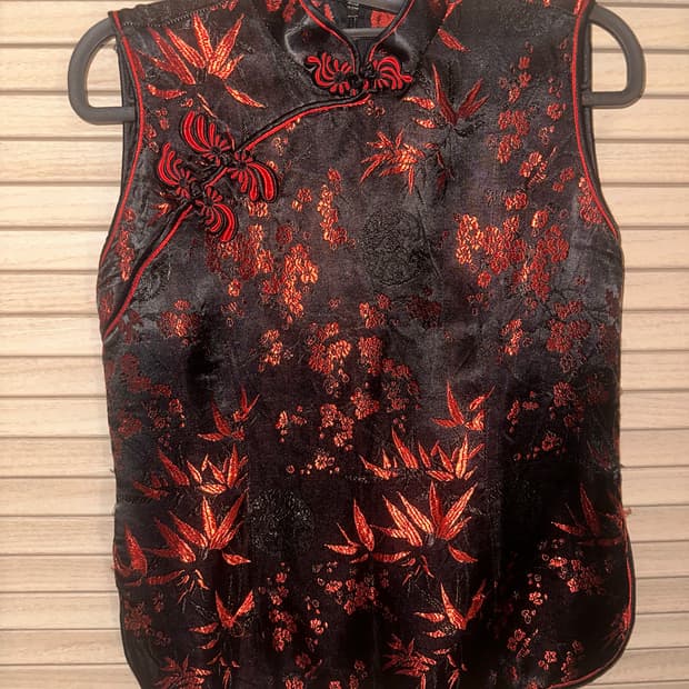 오리엔탈 치파오 탑 슬리브리스