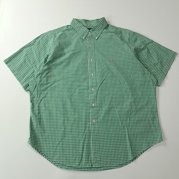 CA442 2XL 폴로 빅사이즈 00s 그린 마이크로체크 반팔 셔츠 남