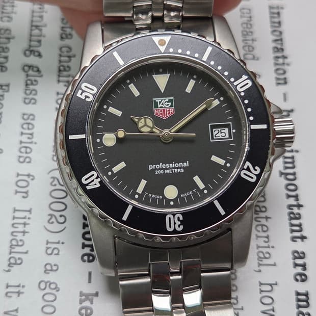 레어] 빈티지 태그호이어 프로페셔널 1500 블랙 태그섭 벤츠핸즈 쿼츠 