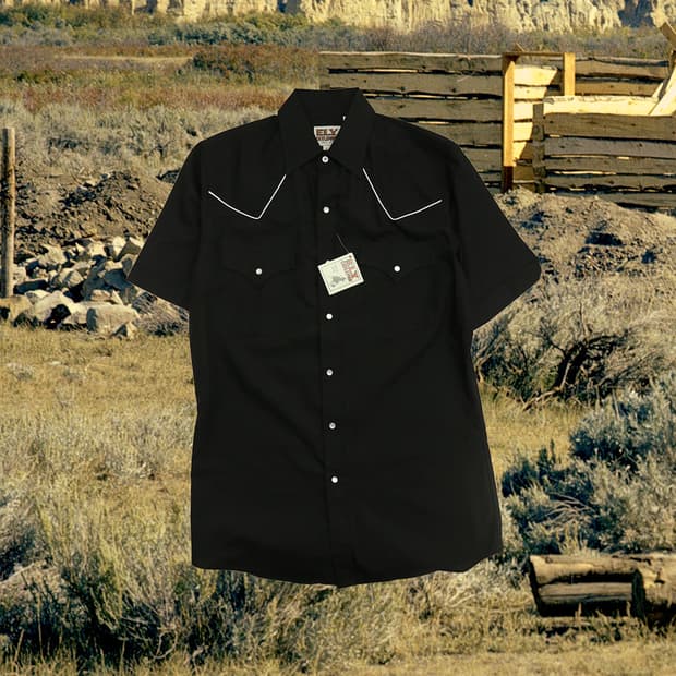 Ely Cattleman 블랙 웨스턴 반팔 셔츠 