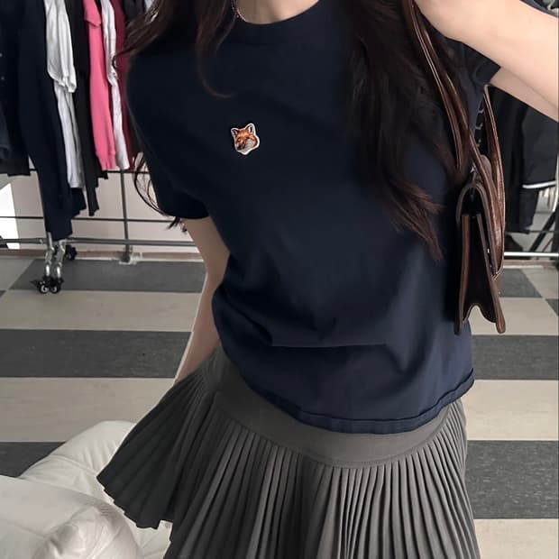 메종키츠네 폭스헤드 네이비 반팔 티셔츠
