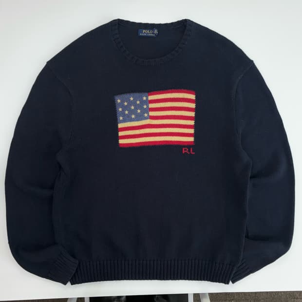 Polo  폴로 랄프로렌 코튼 성조기 네이비 니트 