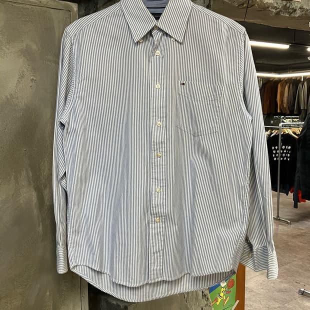 타미힐피거 스트라이프 셔츠 블루 XS  #csz2524