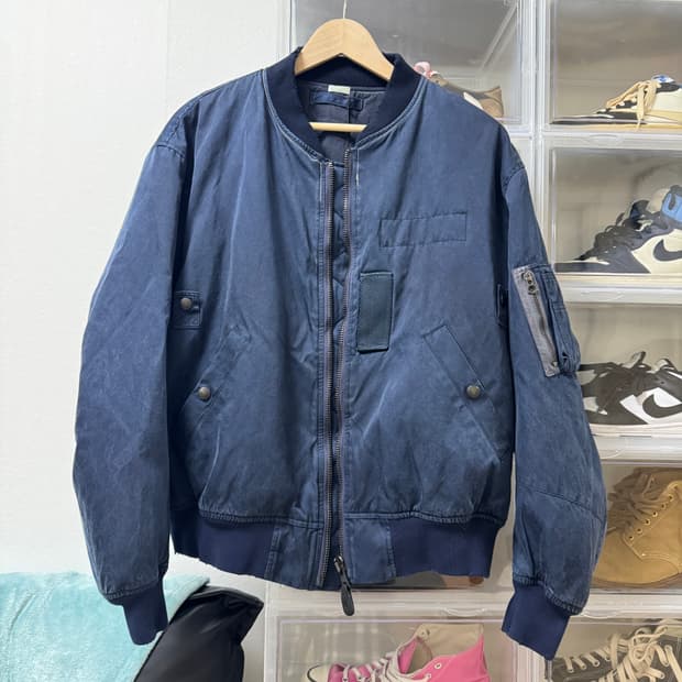[3]아프레쎄 빈티지 실크 플라이트 자켓 / 네이비 (ma-1)