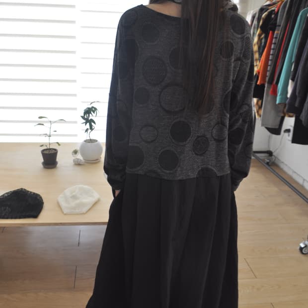 도트 롱 원피스
