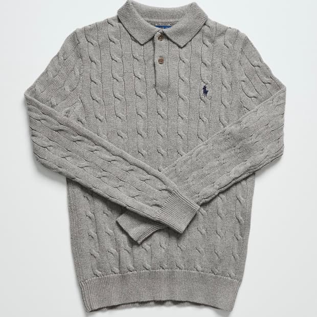 [정품 거의 새상품, L] 폴로 랄프로렌 코튼 케이블 카라 니트 스웨터