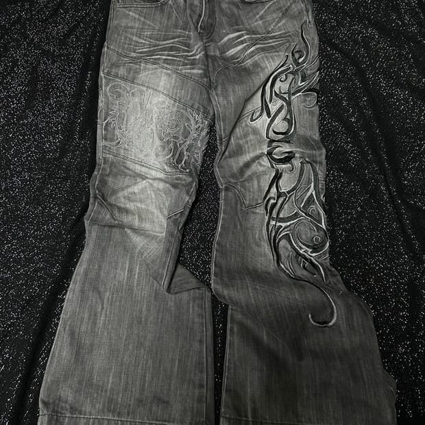 00s tornado mart Tribal bootcut denim 