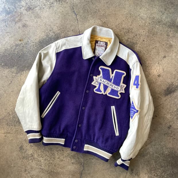 90‘s Machope Wool & Leather varsity jkt