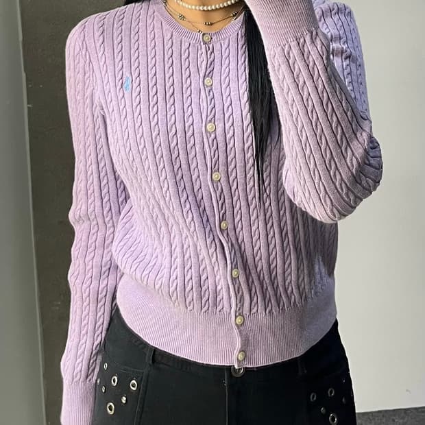 폴로 랄프 로렌 라벤더 케이블 가디건