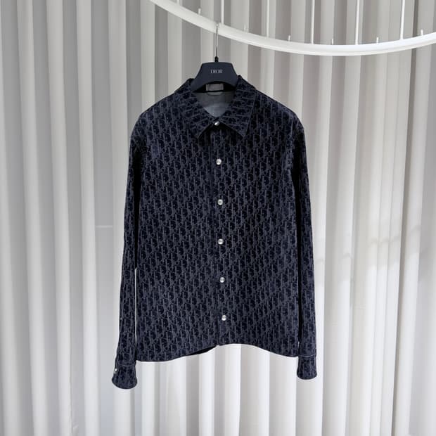 (S-/44) / 디올 오블리크 벨벳 카스리 데님 자켓