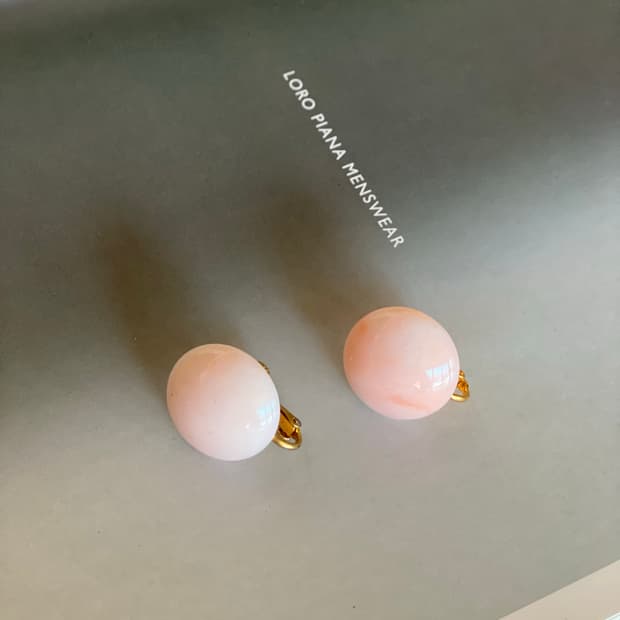 연핑크 오벌 귀걸이 귀찌