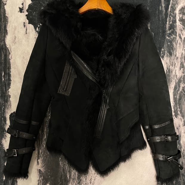 후드 퍼 무스탕 자켓