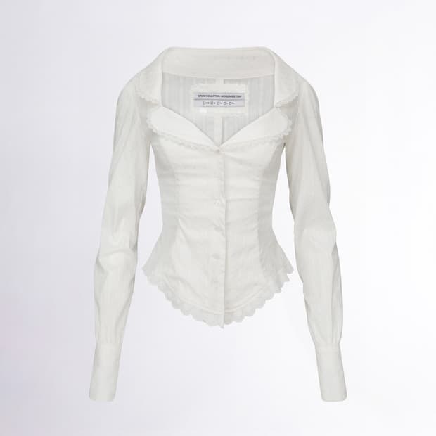  Clover Leaf Neck Blouse Ivory (s) 제니착용