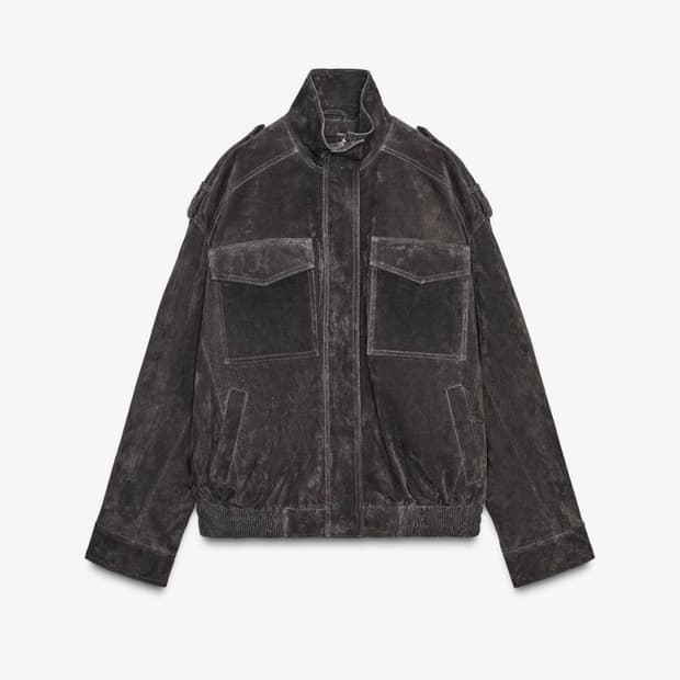 자라 리얼 스웨이드 레더 자켓 xs 차콜(4341/770/822)