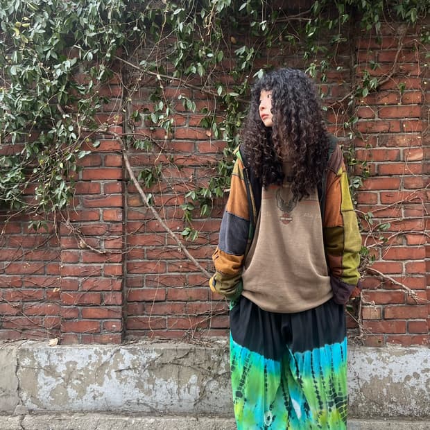 히피 타이다이 패턴 벌룬 팬츠