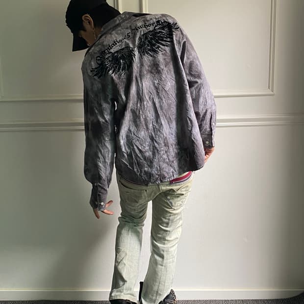 2000s Cross&Wings Print Losses Fit Shirt