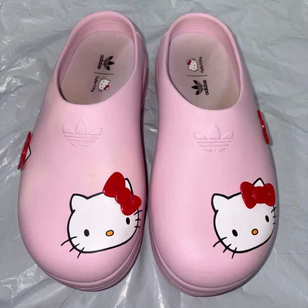 아디다스 헬로키티 아디폼 스탠 스미스 뮬 클리어 핑크 레드 255