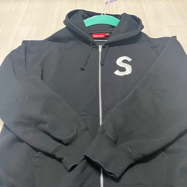 슈프림 S 로고 집업 후드 스웨트셔츠 블랙 - 24FW