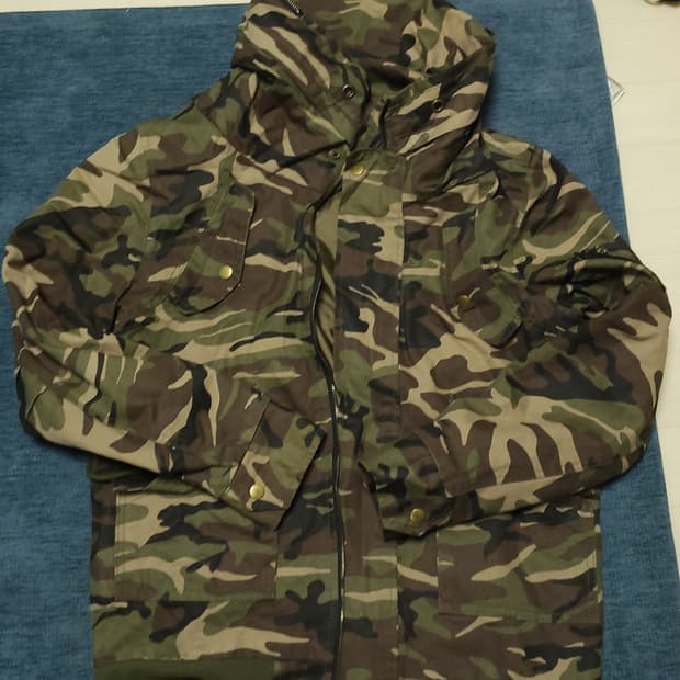 빈티지 밀리터리 카모 집업 L