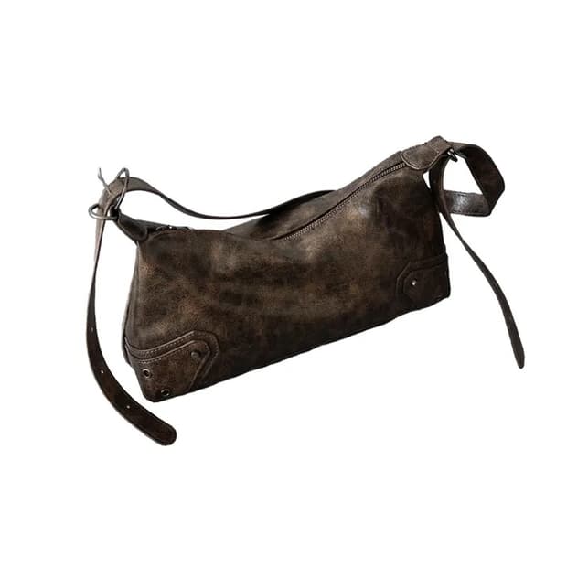 빈티지 브라운 레더 숄더백 River brown vintage squar