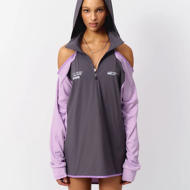 YEEL SPORTY OPEN SHOULDER HOODED GRAY 