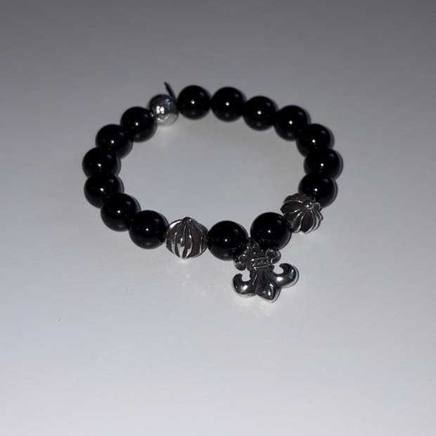 크롬하츠 BS fleur charm 10mm Bead Blracelet