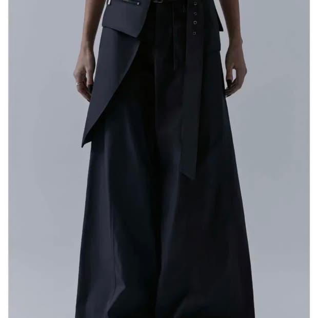 트리밍버드 벨티드 레이어드 랩 팬츠