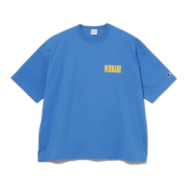 민나노 x 빔즈 x 챔피온 티셔츠 블루 L
