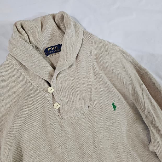 폴로 랄프로렌 럭셔리 져지 숄칼라 풀오버 코튼 니트 스웨트 셔츠