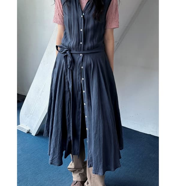 ITALY made natural linen 3way sleeveless