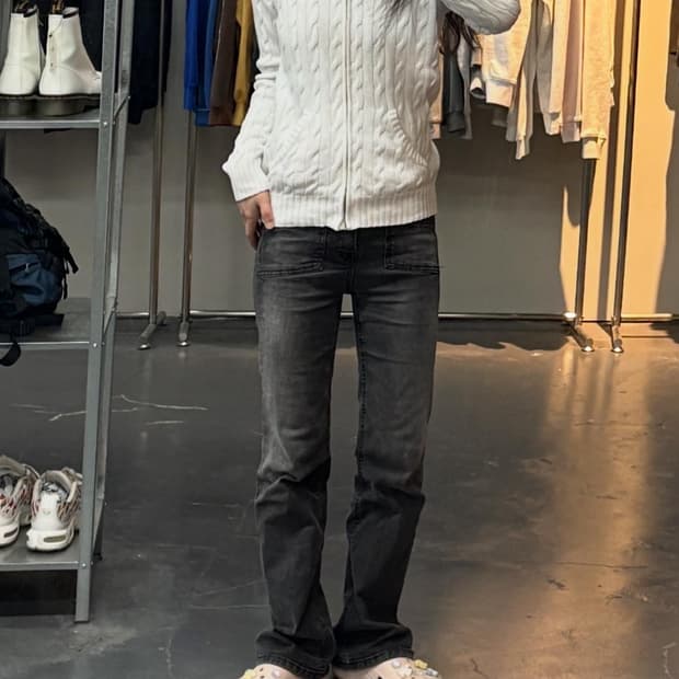 폴로랄프로렌 스포츠 포니로고 화이트 케이블 니트 후드집업 A2800