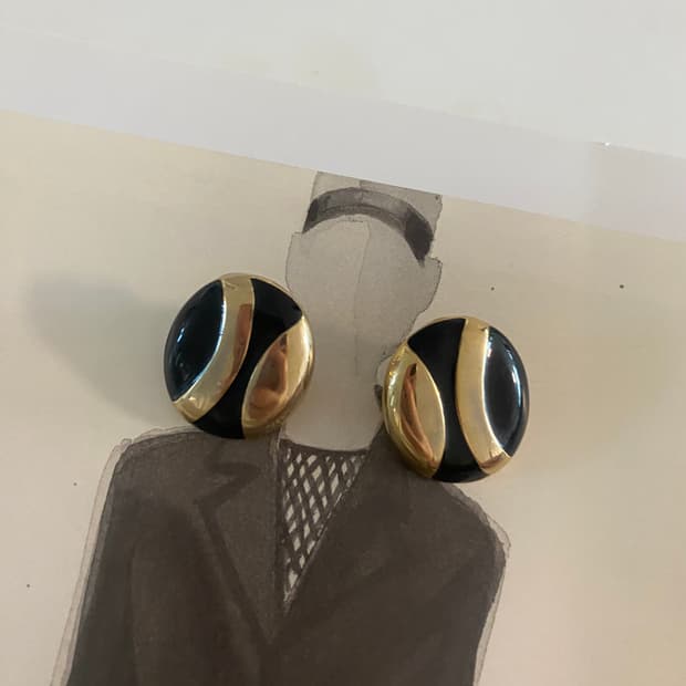 빈티지 블랙 골드 귀걸이