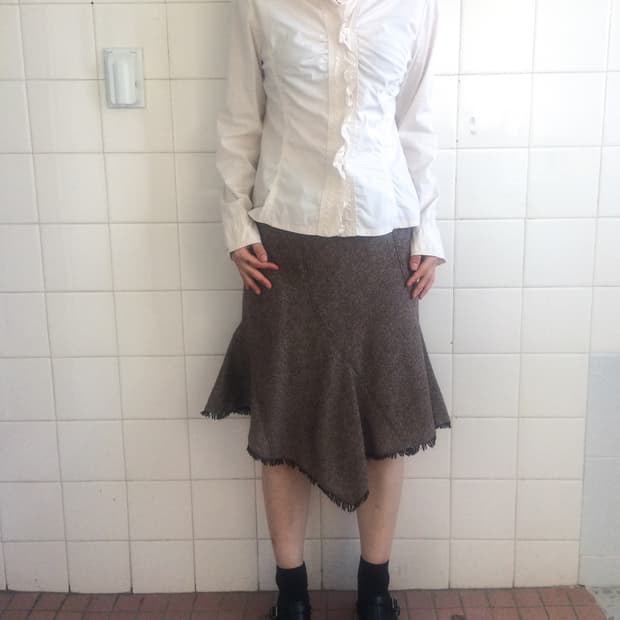 Frill shirring shirt