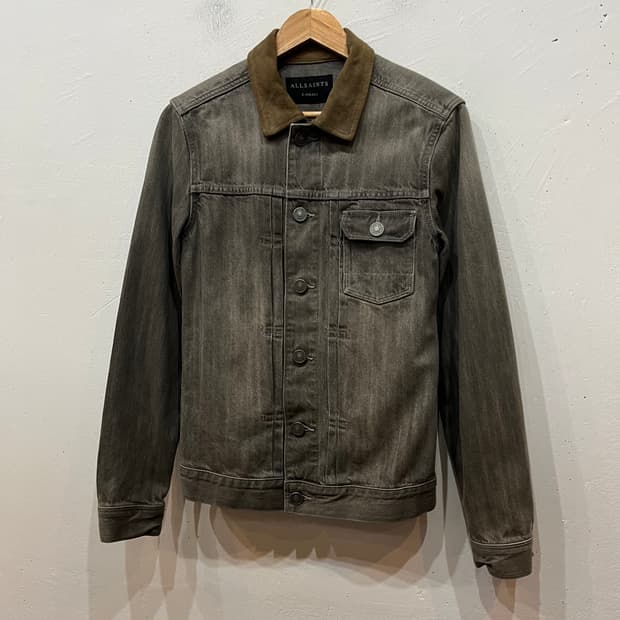 ALL SAINTS 올세인츠 양가죽 스웨이드 트리밍 데님 자켓