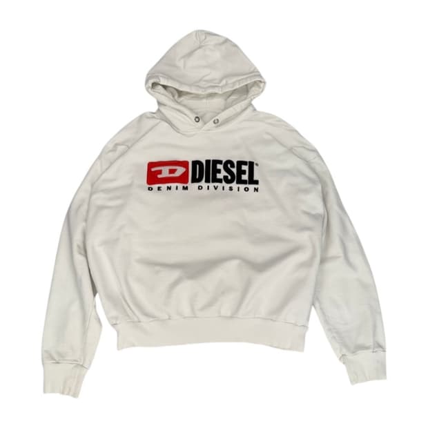 디젤 DIESEL D 스펠로고 자수 후드티 화이트 L