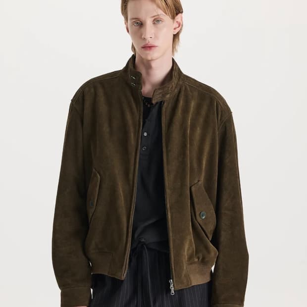 커넥트킨록 스웨이드 해링턴 자켓 라이트 카키 s