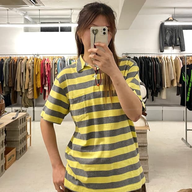 BEAMS stripe collar t-shirts