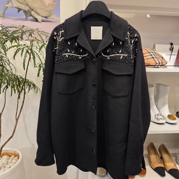 Sandro 산드로 비즈 울 오버핏 셔츠 자켓