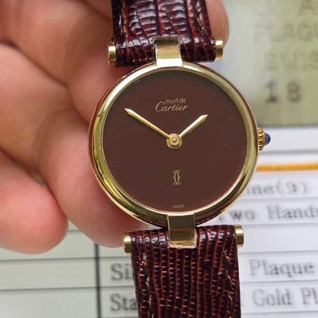 빈티지 까르띠에 머스트드 방돔 화이트로만 블루핸즈 여성용 (감정서 포함)